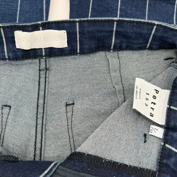 Petra 153 Jeans High Rise Striped Wide Bell Flare Boho Womens Size 7/27 Stretch - Picture 5 of 9